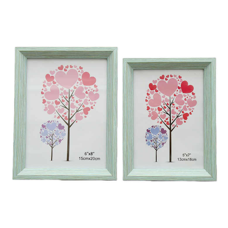 Creative 3.5× 5-inch rectangular PVC picture frame, simple home-style floor-standing photo frame, European and American style wood-grain imitation plastic photo frame Item Picture