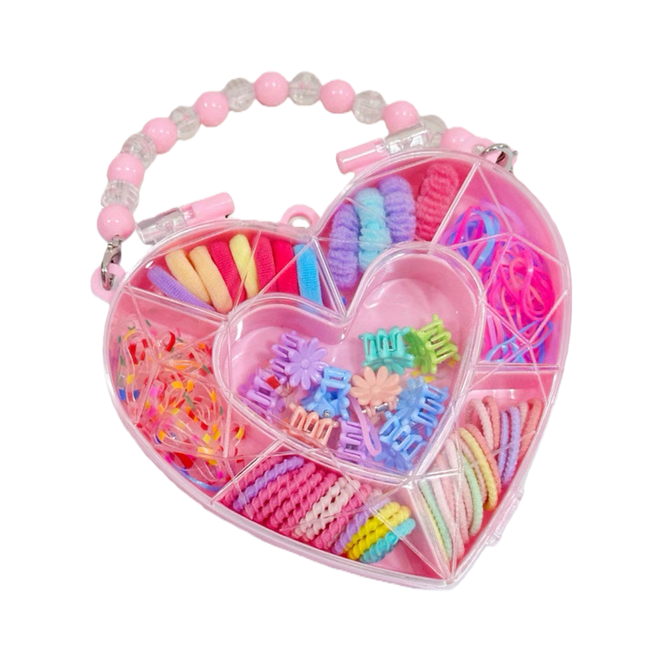 Heart-shaped hair accessory rubber band set with colorful hair bands and hair strings, a Korean version for women's patchwork Item Picture