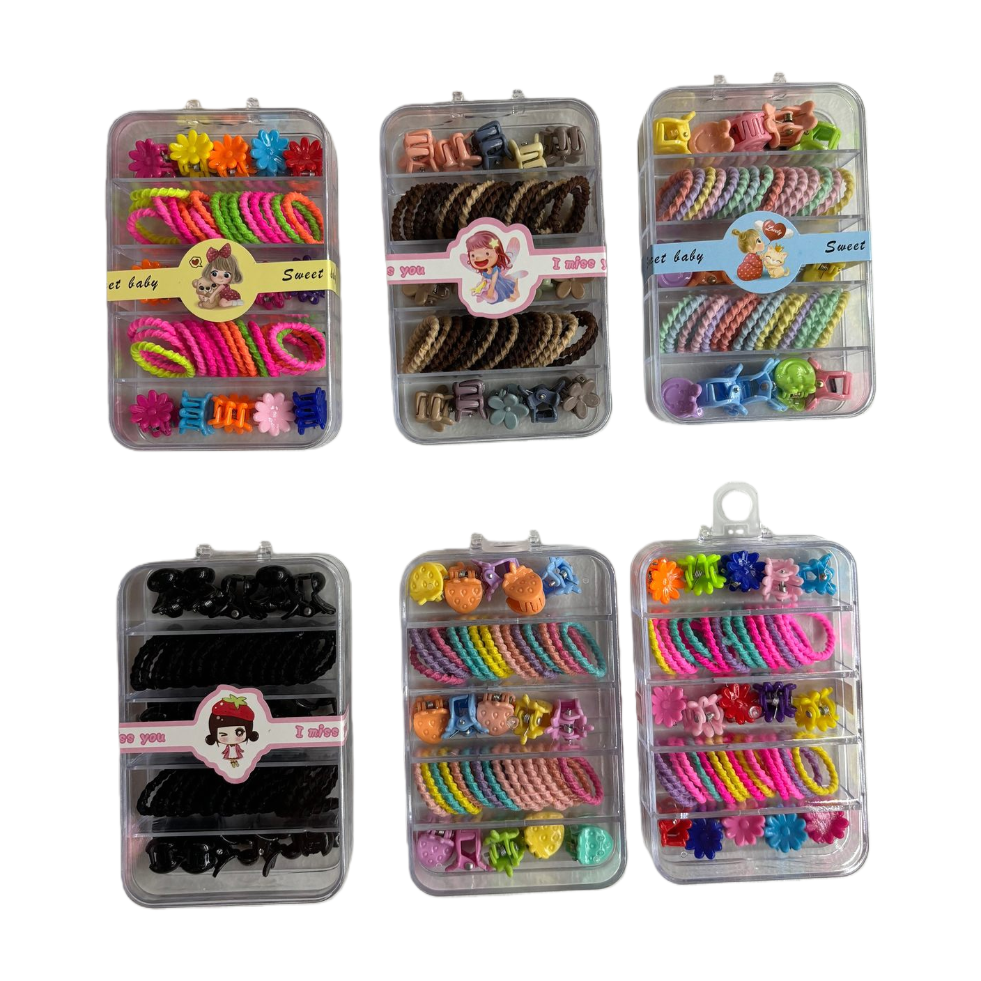 Colorful hair accessories, storage jewelry, plastic accessory box, hair tie, Philaea hair accessories, women's patchwork Korean version set Item Picture