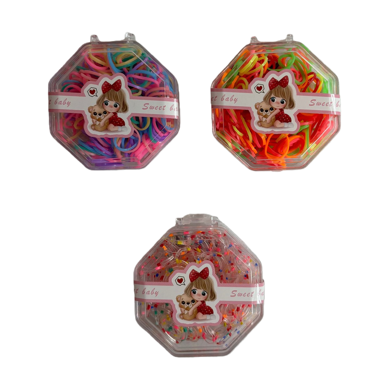 أشرطة مطاطية ملونة مع أغطية معدنية مصنوعة من البلاستيك Item Picture