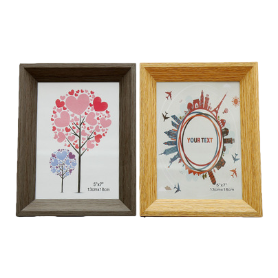 Creative and practical PVC3.5× 5-inch imitation wood photo frame, exquisite candy-colored home picture frame, photography children's photo frame stand customization 091645762 Item Picture