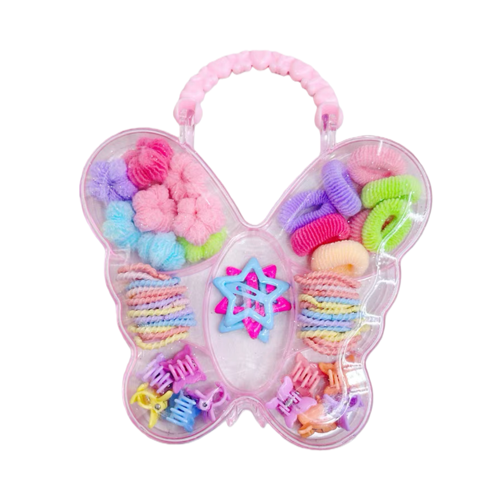Butterfly-shaped leather band hair accessory storage set, hair accessory headwear, ladies' leather band Item Picture