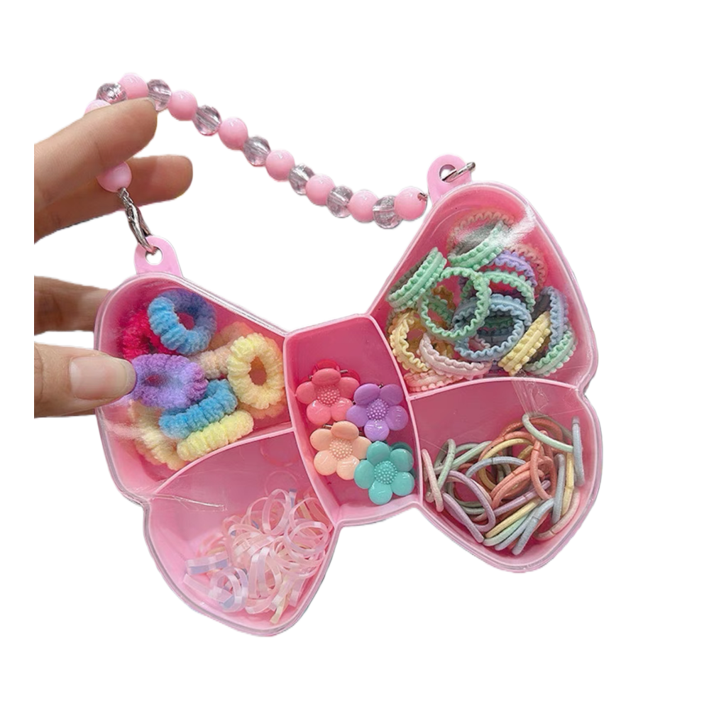 Rubber band bow storage box set, small rubber band hair tie, hair clip and hairpin accessories Item Picture