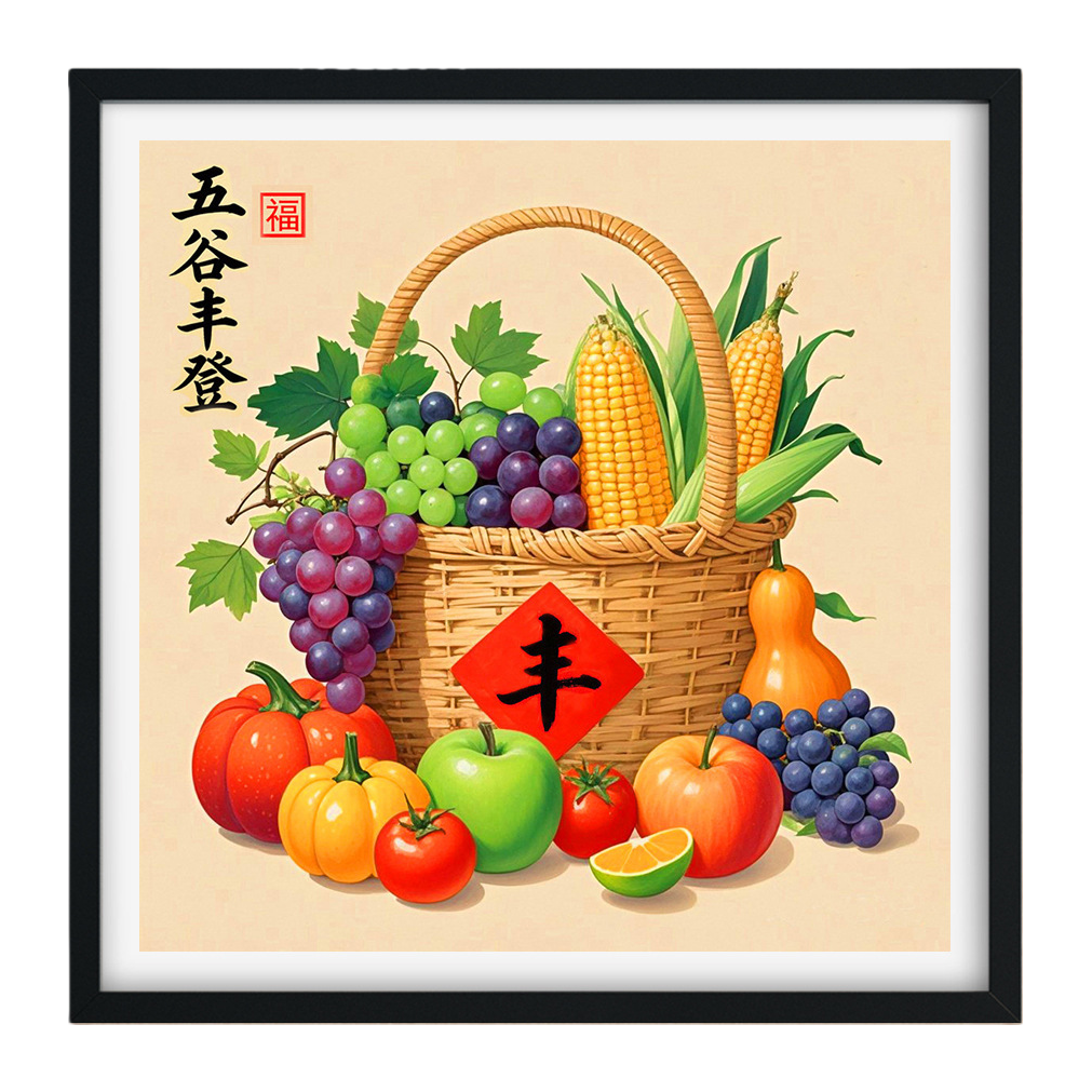 十字绣五谷丰登两联画客厅