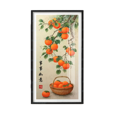 宋锦工艺画柿子图十字绣