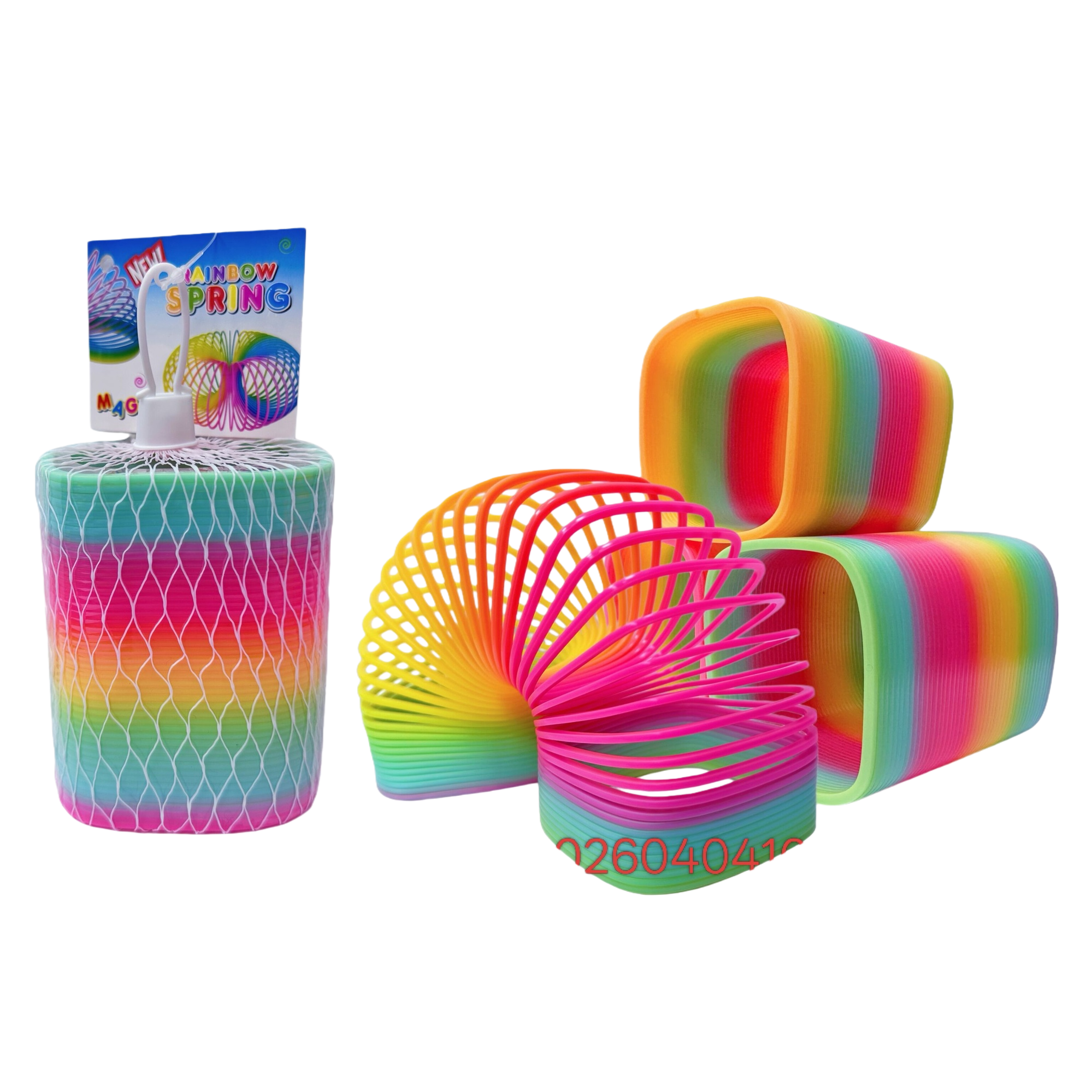 Su Bei toy Rainbow ring, colorful spring ring, lollipop tube, hand-thrown parachute, glowing boy