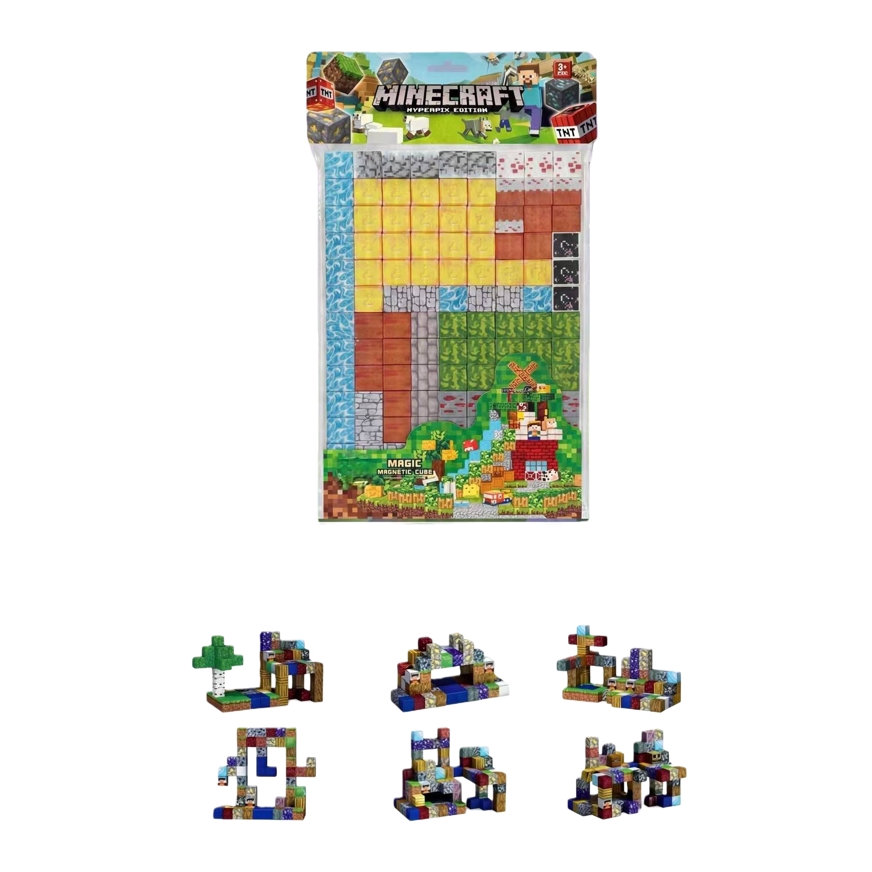 MARD Minecraft主题磁性积木套装126粒像素风创意搭建玩具3岁+