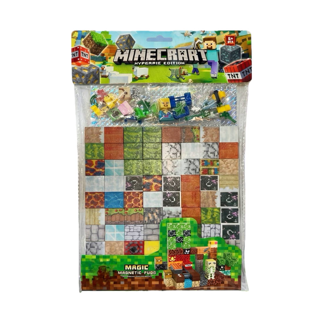 My World Minecraft Hyperrie Edition 磁性积木套装 80块加4随机人偶 手办盲盒 星星人比奇堡鬼灭之刃主题