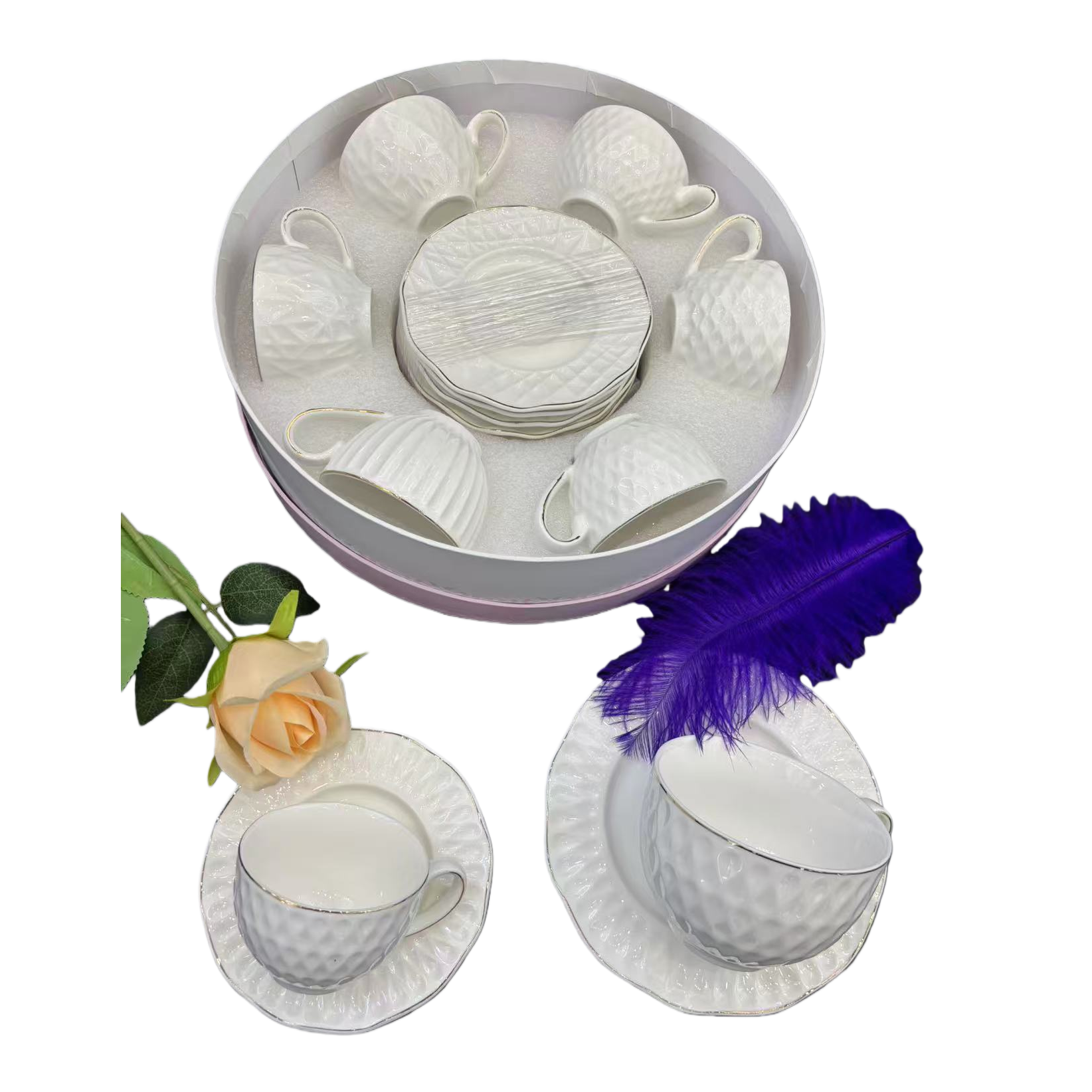 220cc ceramic tableware coffee cup and dish set, mug, milk spoon, European-style afternoon tea, exquisite ceramic cup Item Picture