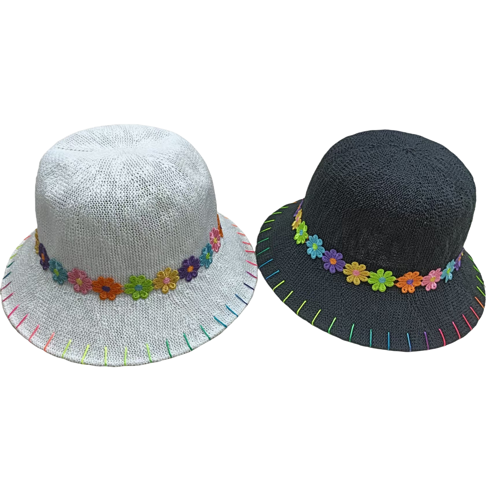 Wholesale of new Japanese-style fresh lace flower brim hats for summer sun protection and outings. Large brim fisherman hats with cutouts