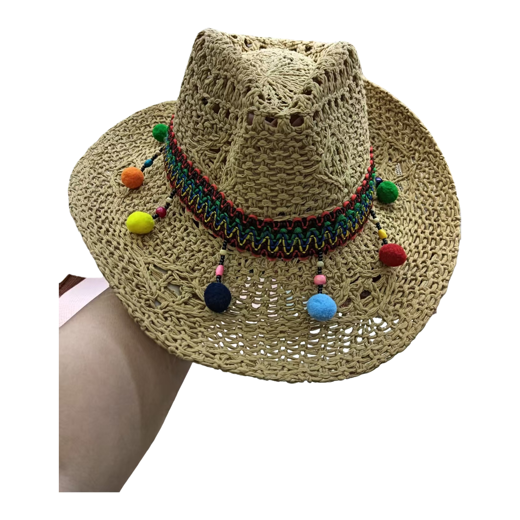 Hand-woven straw hats, wide-brimmed sun hats for men and women, summer western cowboy hats, outdoor beach sun protection hats