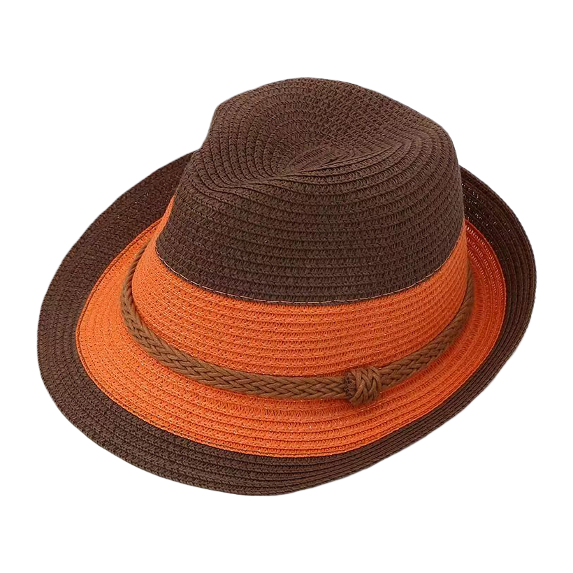Cross-border trendy color-blocked jazz hat, spring and summer vacation sun protection top hat, British-style outdoor fashion beach straw hat. 142740413
