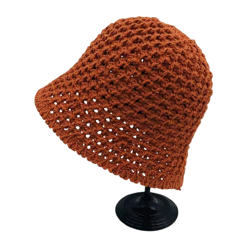Wholesale of new summer style wide-brimmed fisherman's hat with Korean bow, fashionable hollowed-out breathable sun protection hat for women
