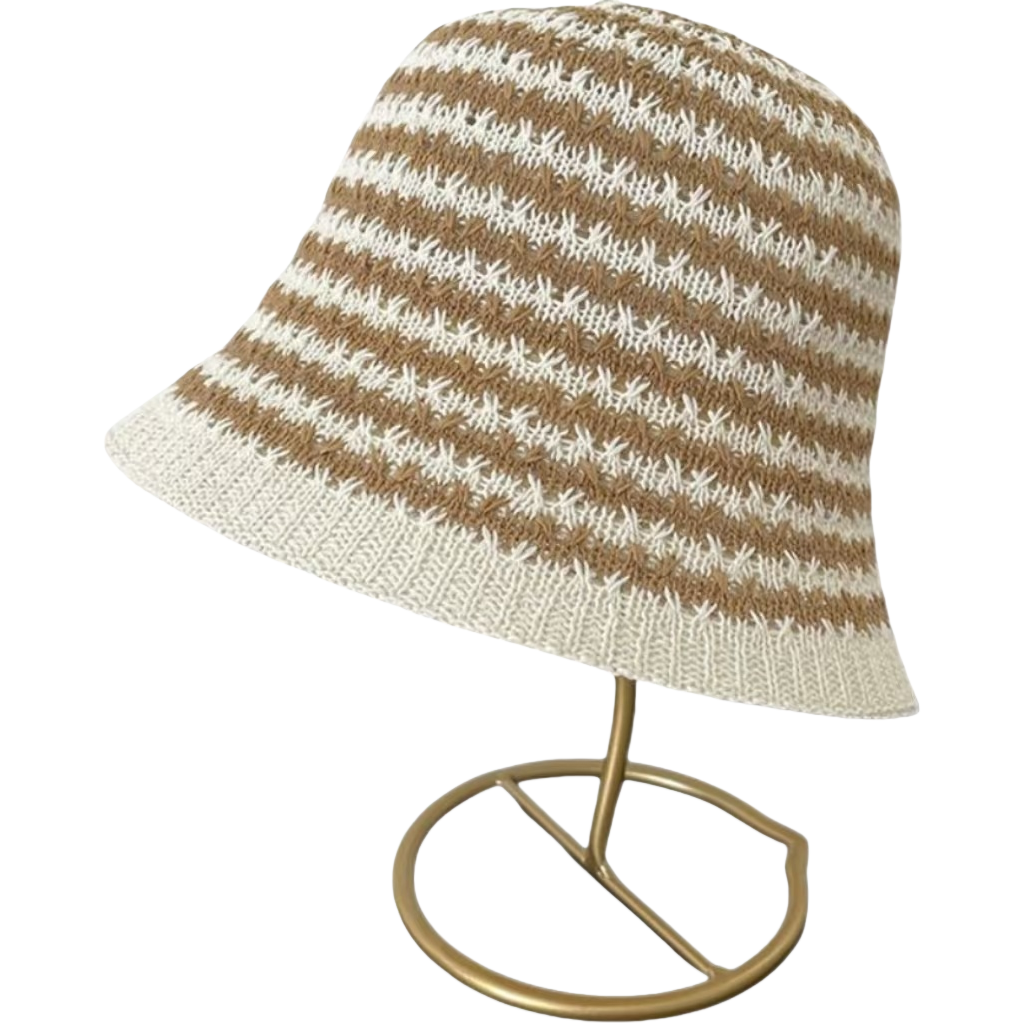 ins Japanese-style knitted bucket hat with a split back that makes the face look smaller for women. Summer hollowed-out breathable bow fisherman hat for sun protection