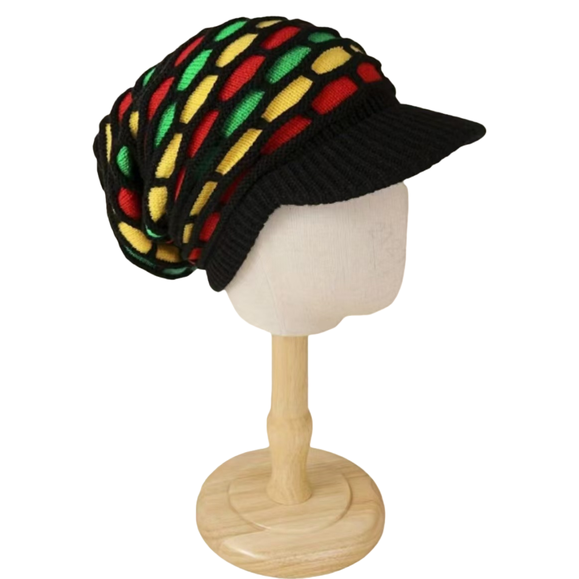 New woolen hats, cross-border men's and women's knitted hats, hip-hop pleated, Jamaican outdoor rainbow hats