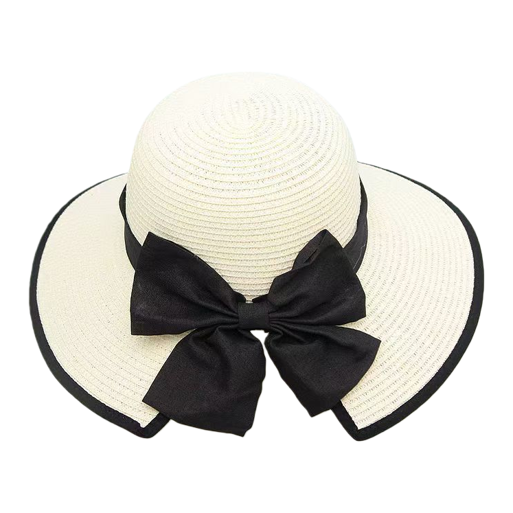 Seaside beach straw hat, women's summer sun protection, large brim sun hat, high-end top hat, French flat-topped straw hat