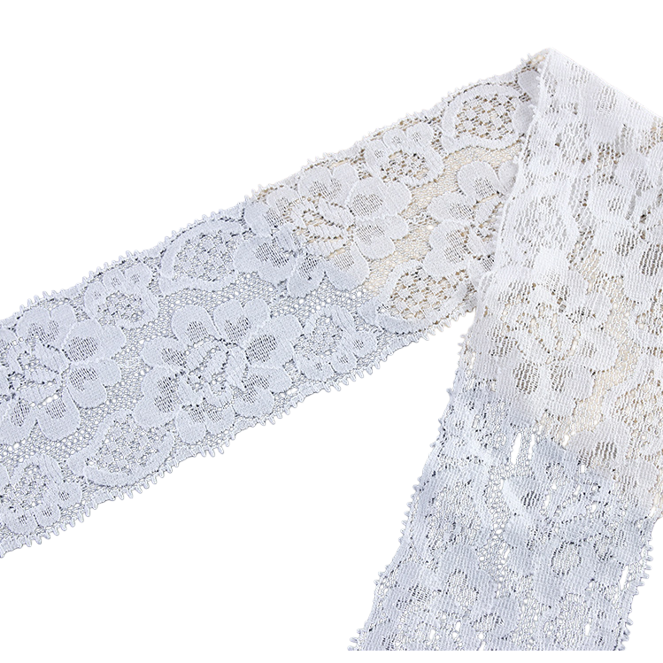 White elastic lace warp knitted small flower edges