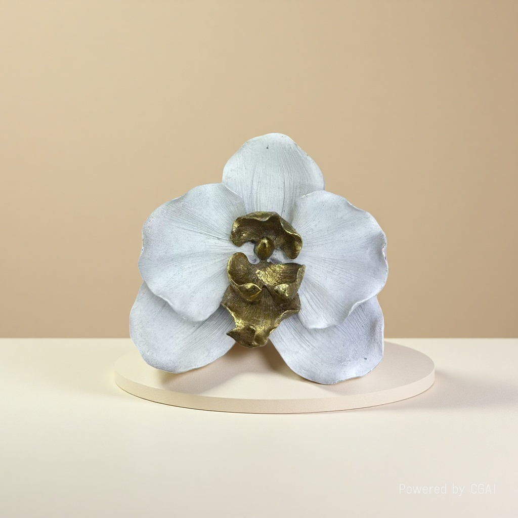 金属兰花香炉香薰炉 白色花瓣金色花蕊 