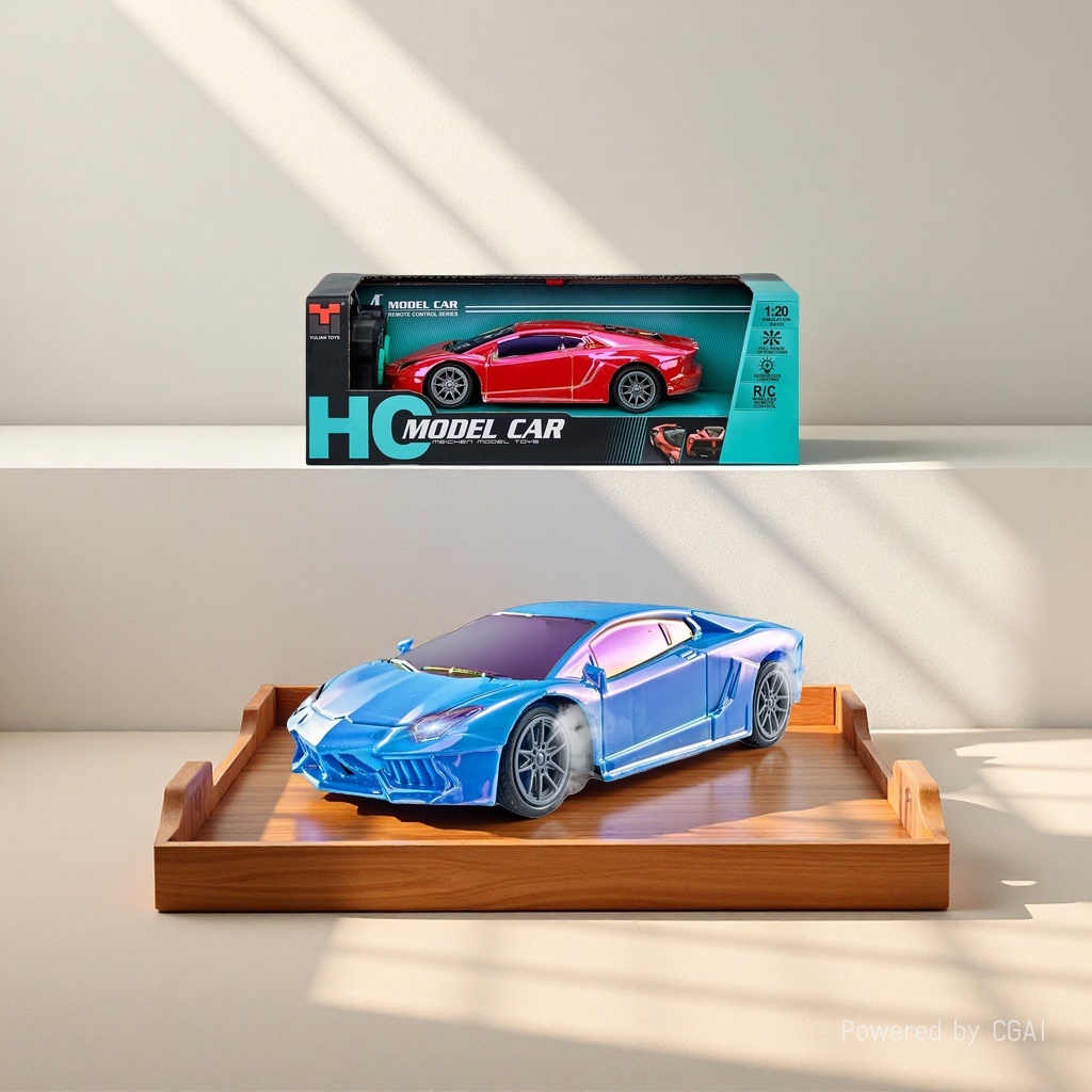 Red and blue remote control racing car model toy for children and boys, police car with packaging box remote control details Picture