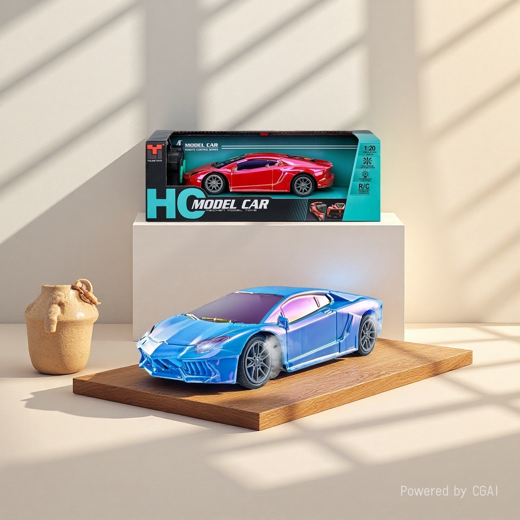Red and blue remote control racing car model toy for children and boys, police car with packaging box remote control Application Scenario