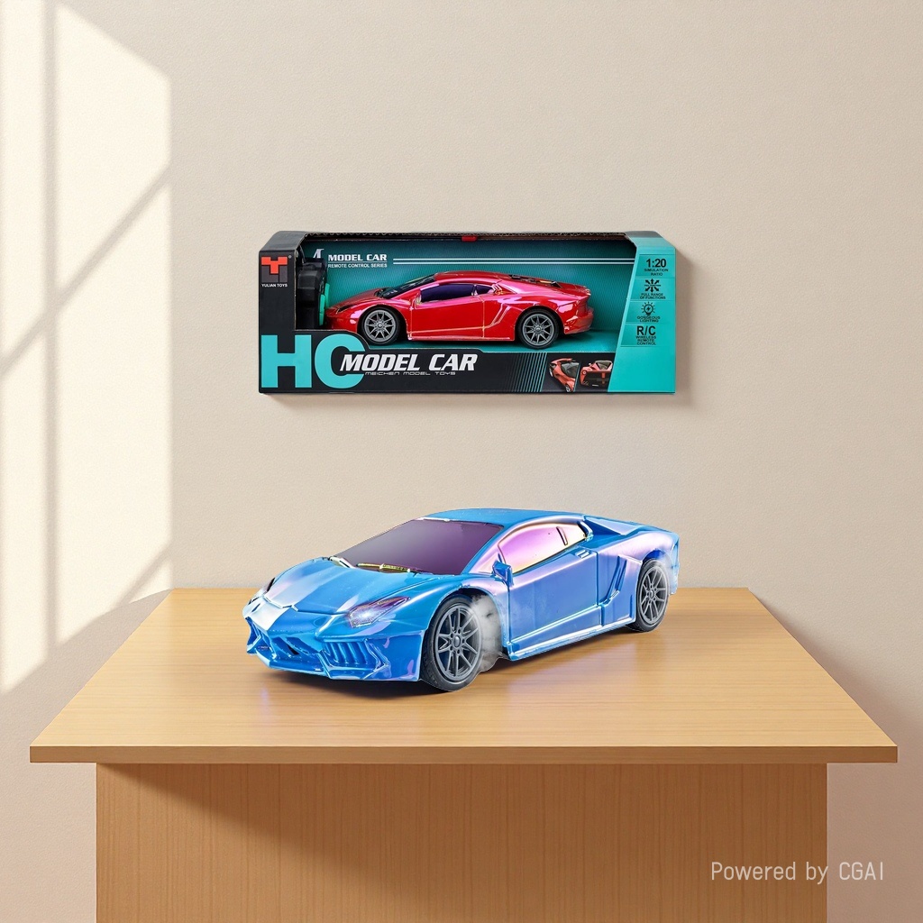 Red and blue remote control racing car model toy for children and boys, police car with packaging box remote control Specification image