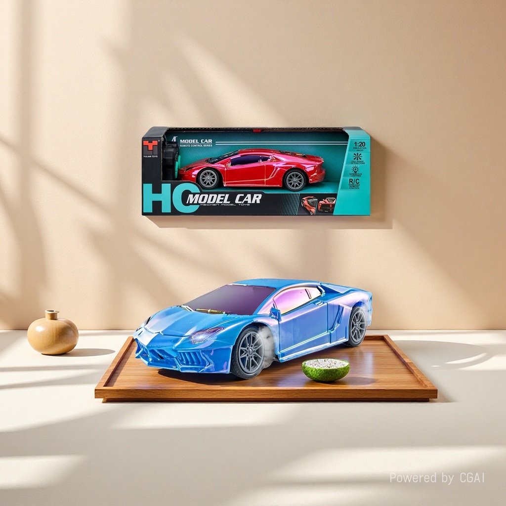 Red and blue remote control racing car model toy for children and boys, police car with packaging box remote control Item Picture