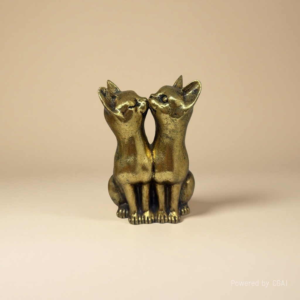 Metal handicrafts, double cat metal ornaments details Picture