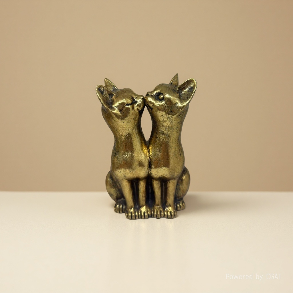 金属工艺品双猫金属摆件