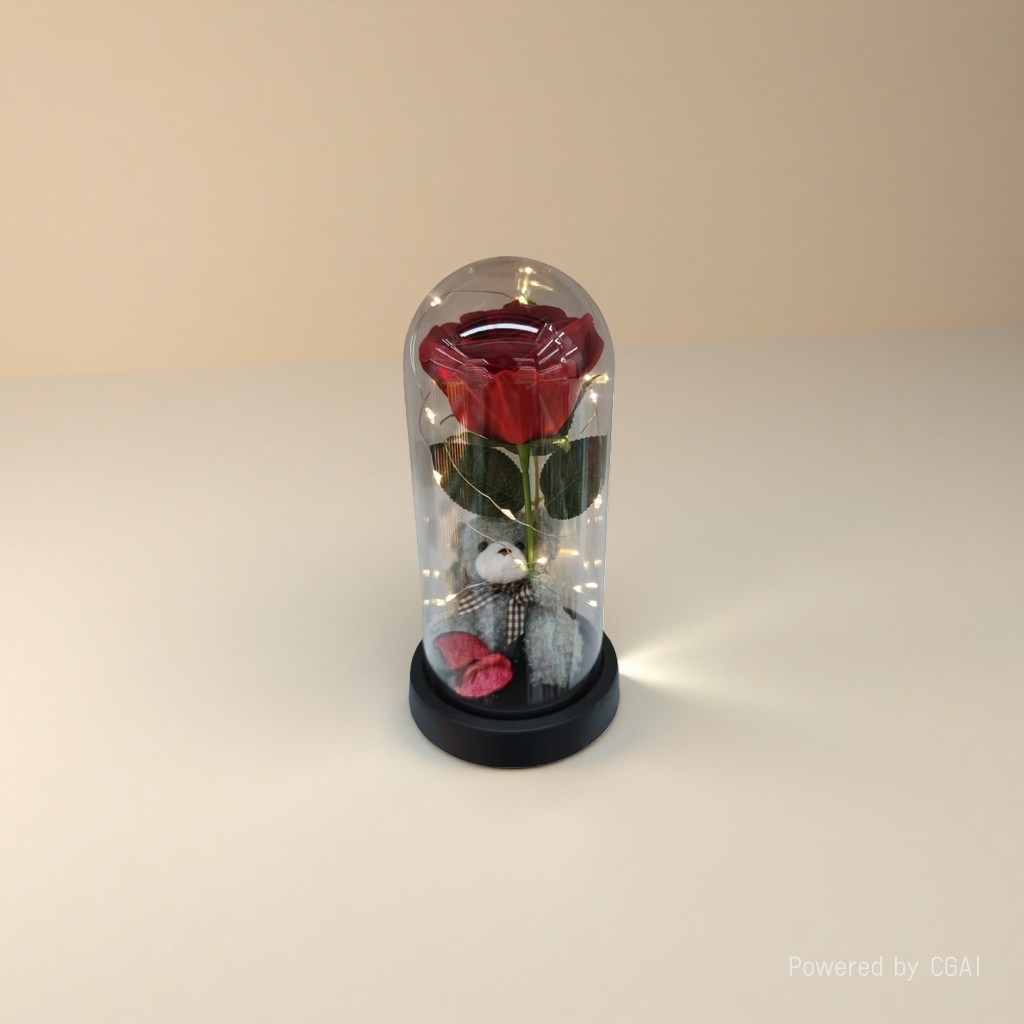 Glass-covered rose teddy bear souvenir gift box packaging box Specification image