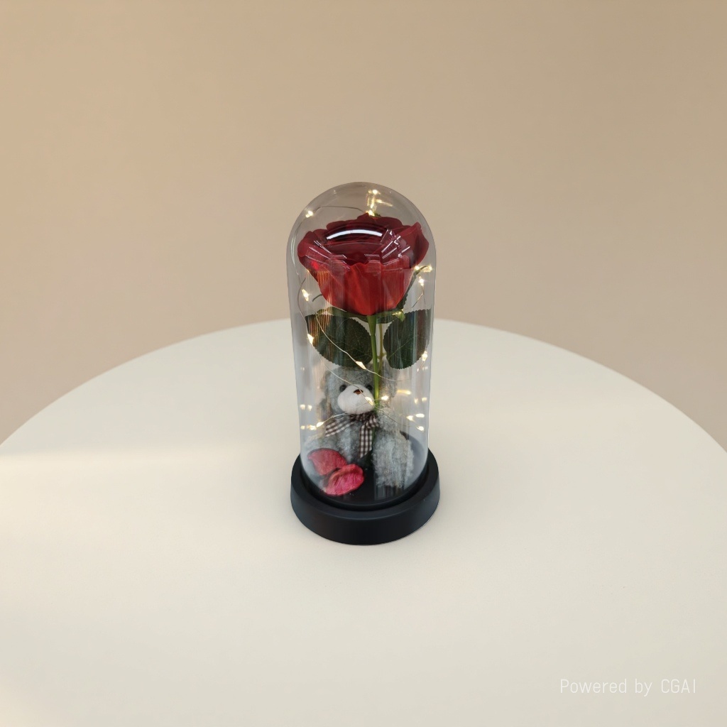 Glass-covered rose teddy bear souvenir gift box packaging box Application Scenario