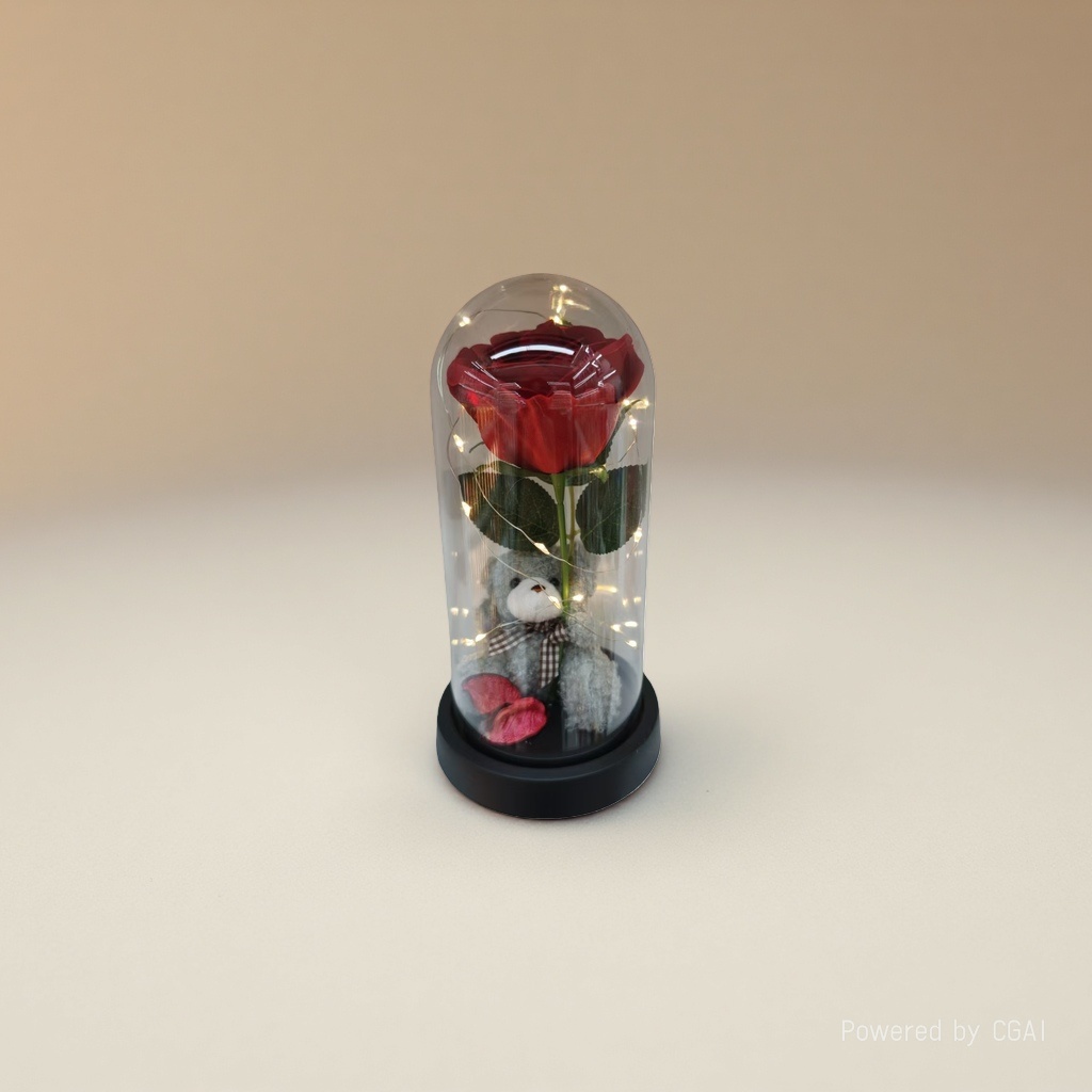 Glass-covered rose teddy bear souvenir gift box packaging box