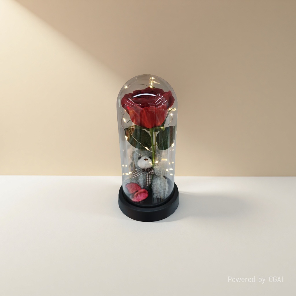 Glass-covered rose teddy bear souvenir gift box packaging box details Picture