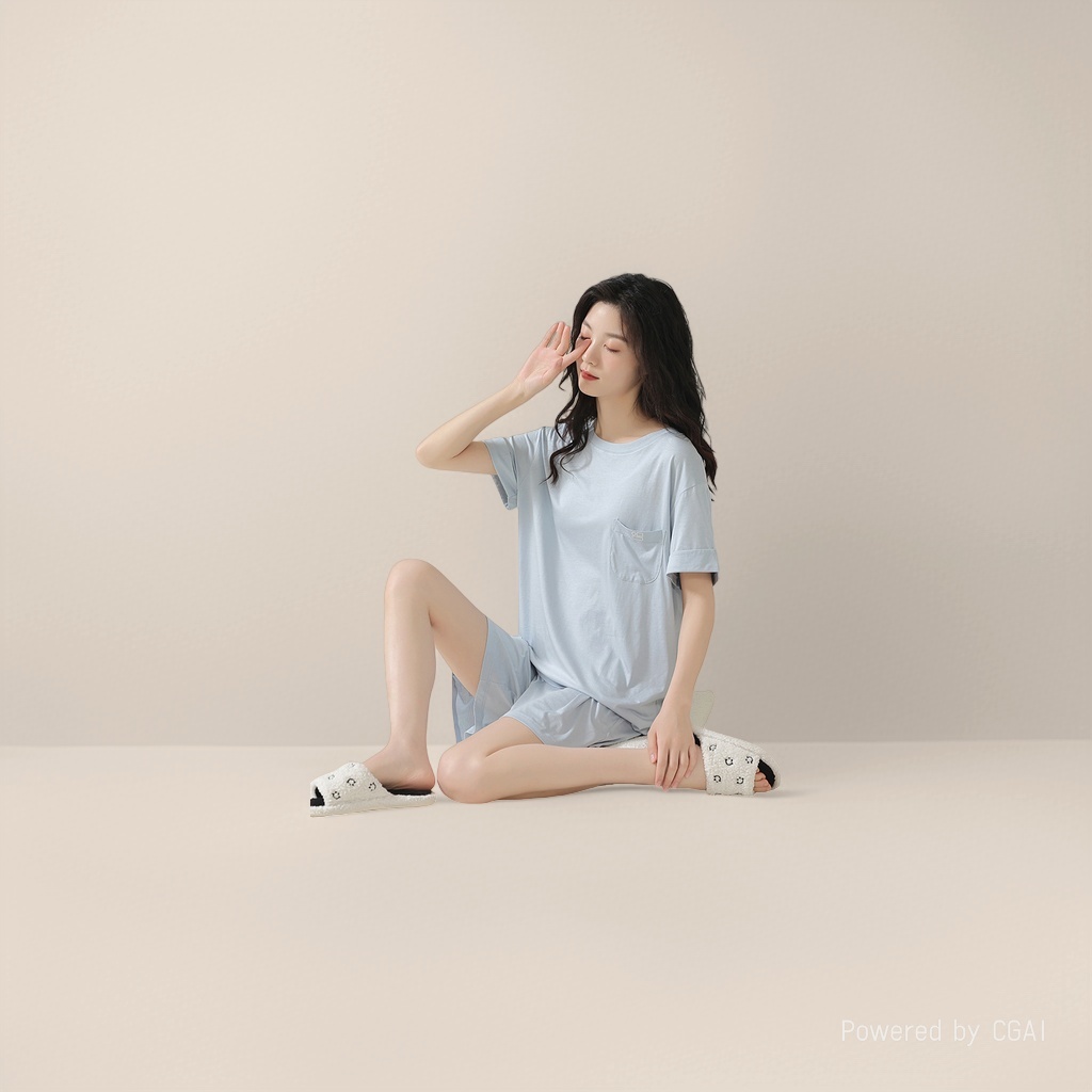 睡衣骆有加/棉绸套装夏/睡衣女夏季韩版/棉绸裤/家居服产品图