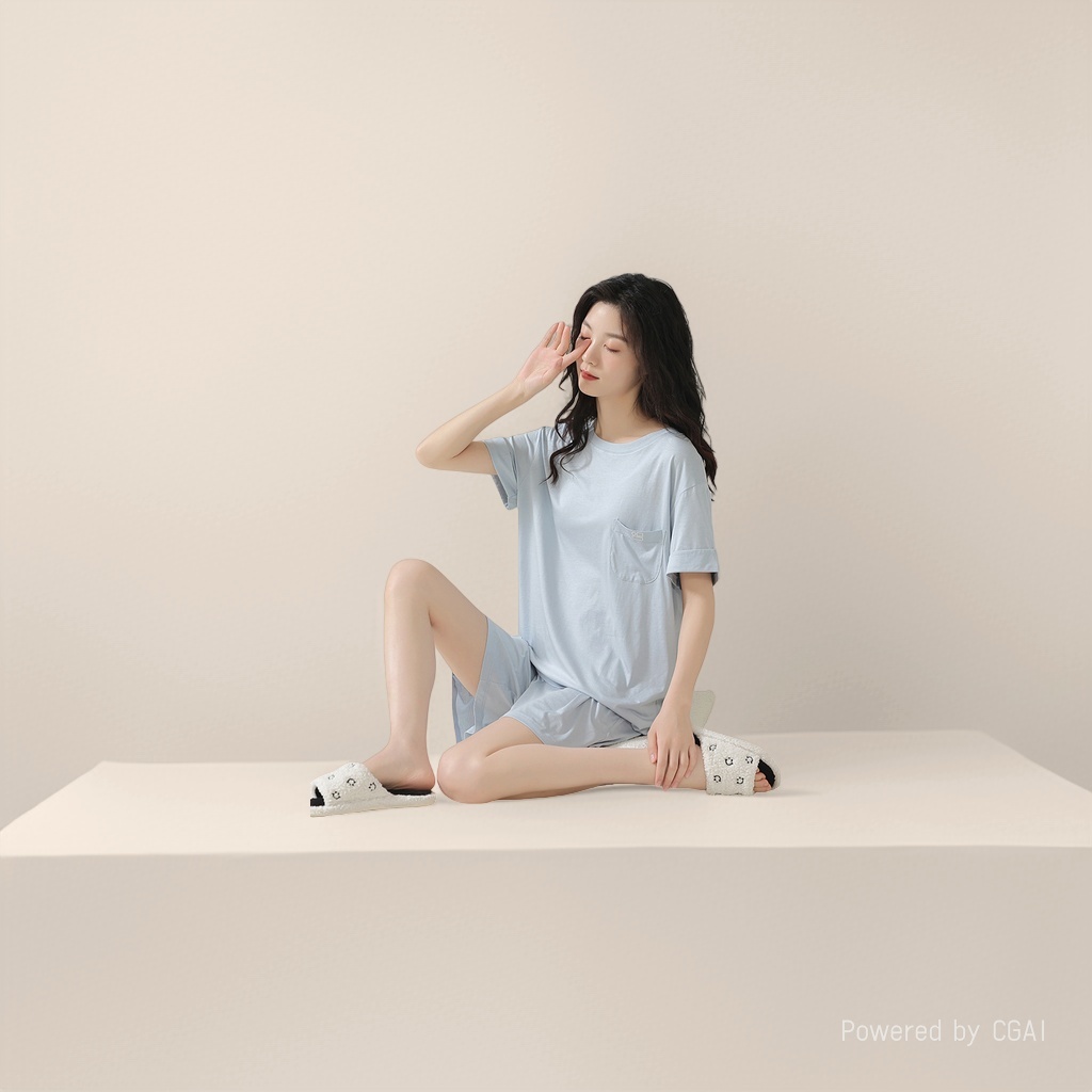 睡衣骆有加/棉绸套装夏/睡衣女夏季韩版/棉绸裤/家居服细节图