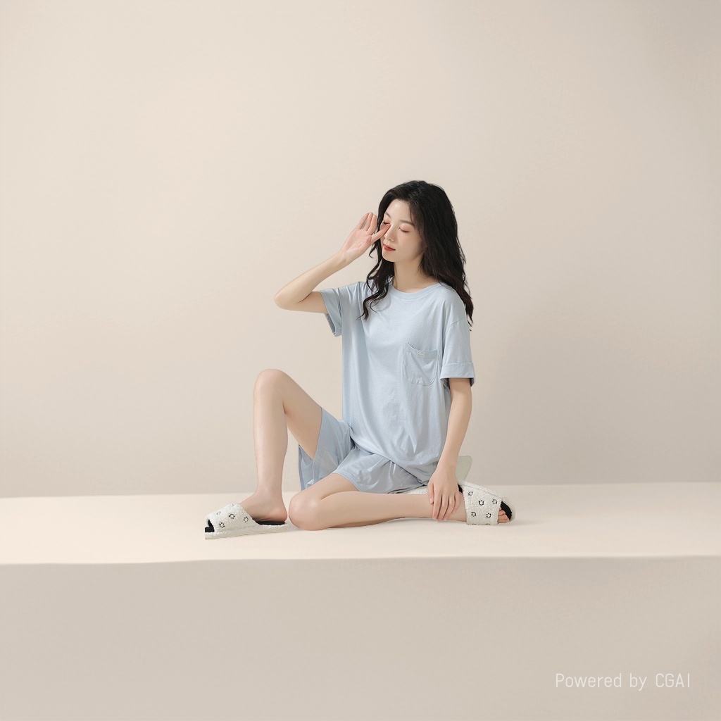 骆有加女士棉绸家居服套装夏季韩版睡衣女棉绸裤