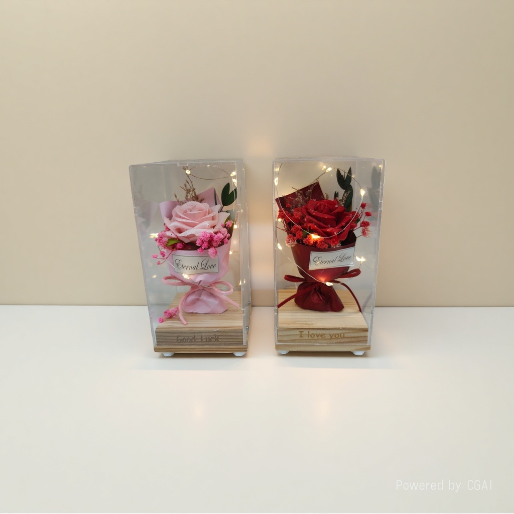 Eternal flower rose gift box, hand-knitted dried flowers with wool Specification image