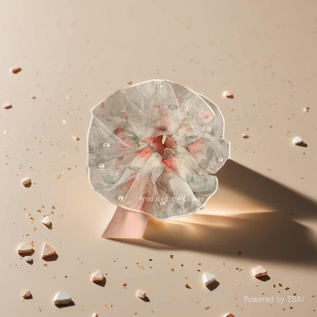 Transparent gauze large intestine hair band, square scarf and hair accessory are fashionable and versatile accessories