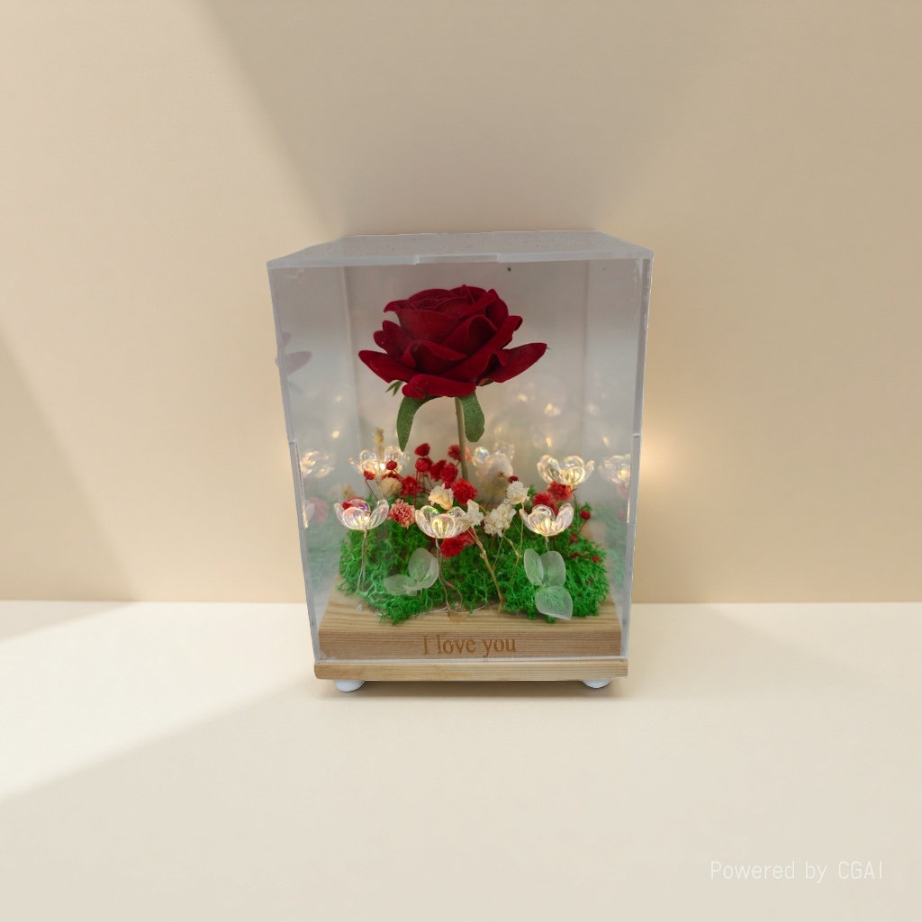 Artificial flower gift box with handcrafted tulip artificial flower decoration