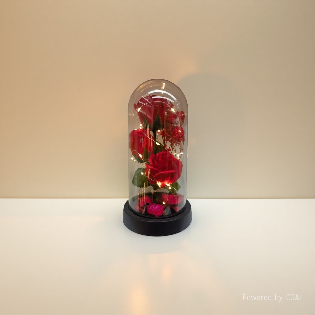 Artificial flower vase with glass cover for roses Application Scenario