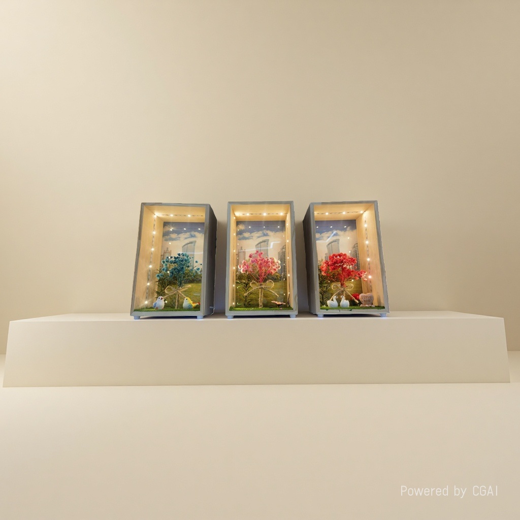 Monet Garden Crocheted twisted stick artificial flower gift box, picture frame, tulip artificial flower decoration, DIY by hand details Picture