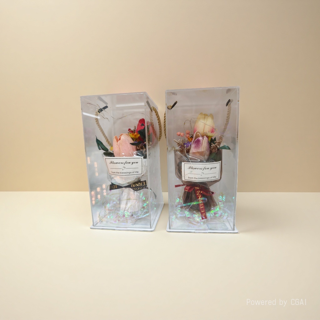 Artificial flower packaging transparent display box bouquet details Picture