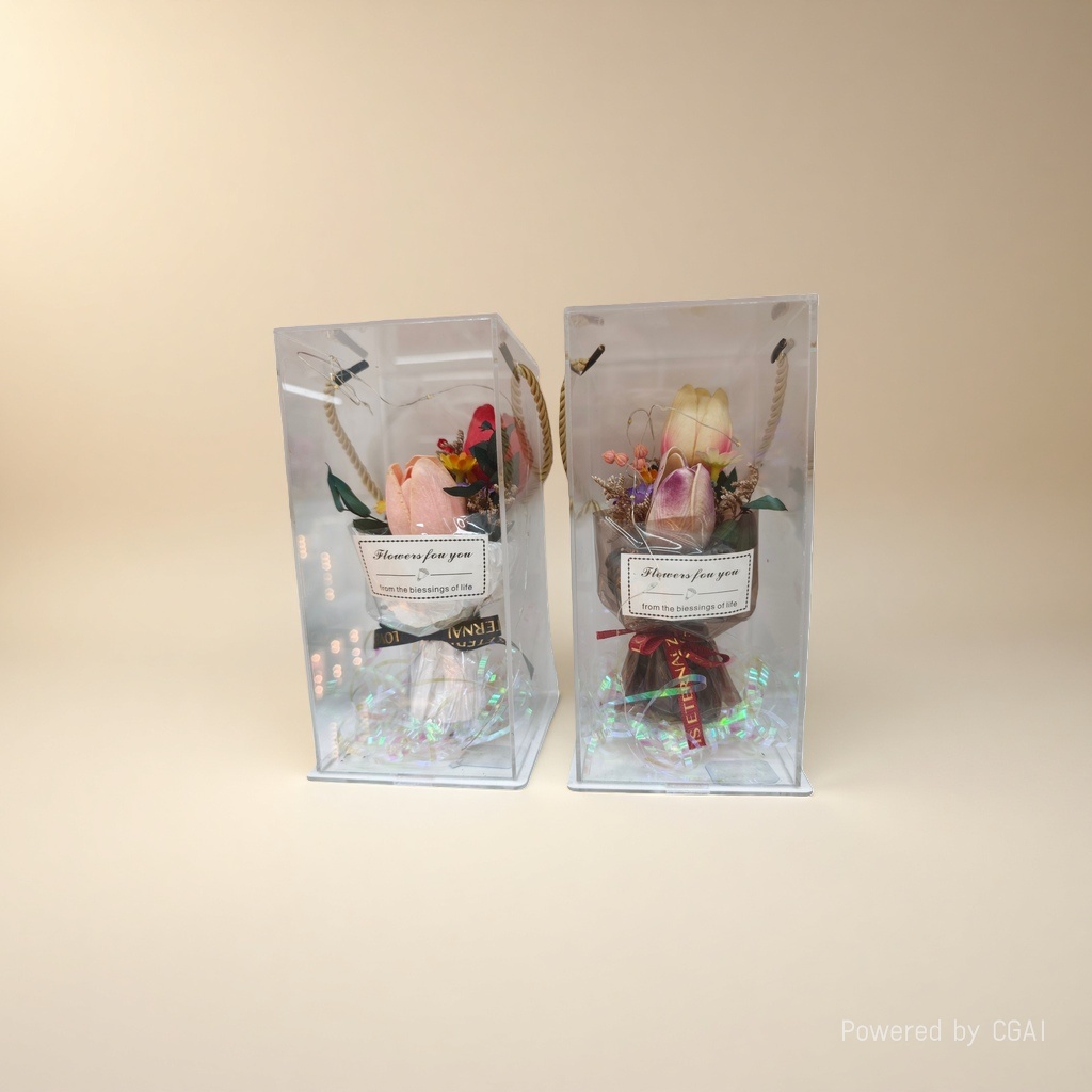 Artificial flower packaging transparent display box bouquet Specification image