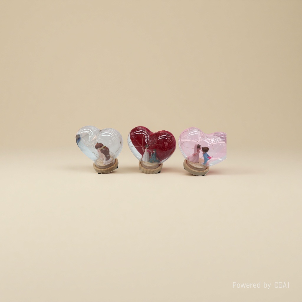 Ocean-themed artificial flowers, heart-shaped glass couple dolls, handcrafted glass handicrafts Specification image