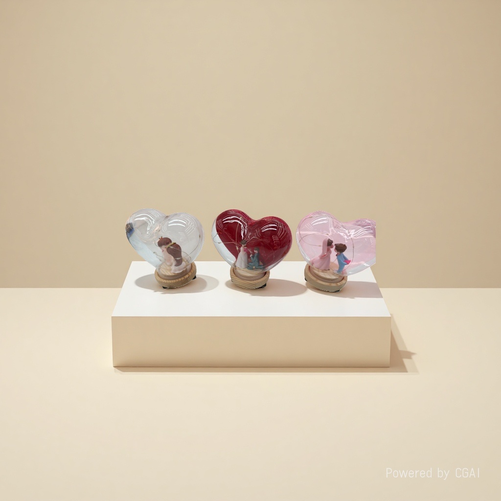 Ocean-themed artificial flowers, heart-shaped glass couple dolls, handcrafted glass handicrafts Application Scenario