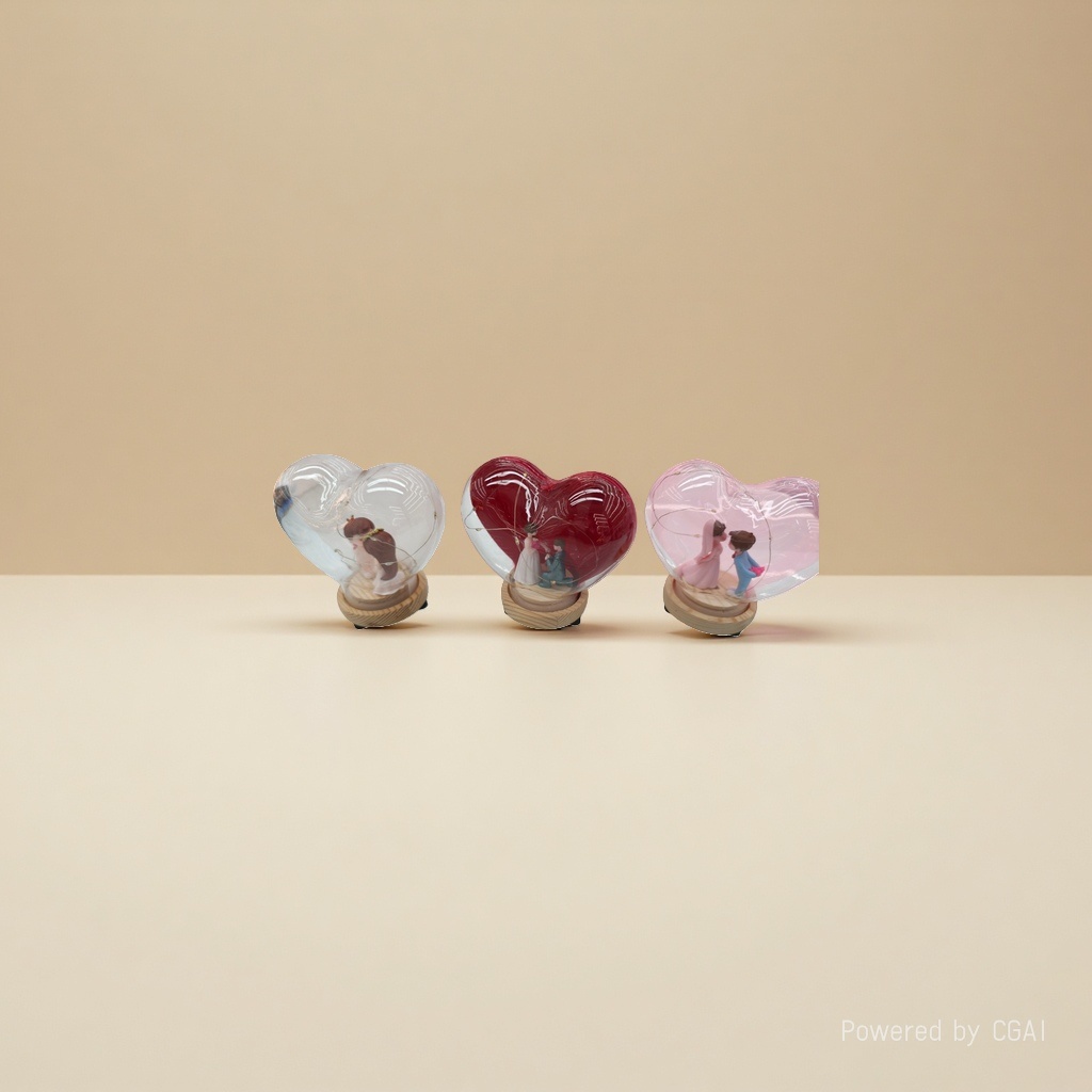 Ocean-themed artificial flowers, heart-shaped glass couple dolls, handcrafted glass handicrafts