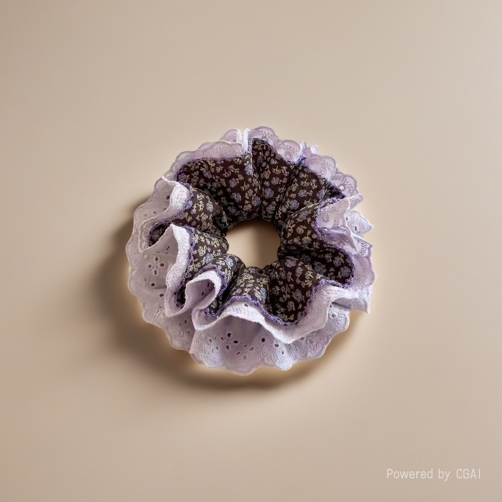 Purple lace-trimmed large intestine hair band, hair accessory and square scarf accessory Specification image