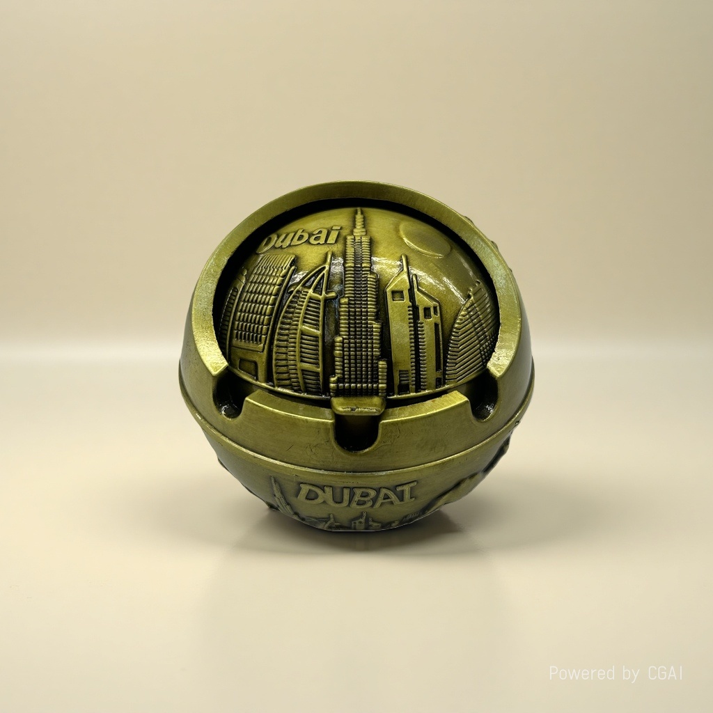 Golden Dubai cityscape souvenir, brass wave craft, red copper available Specification image
