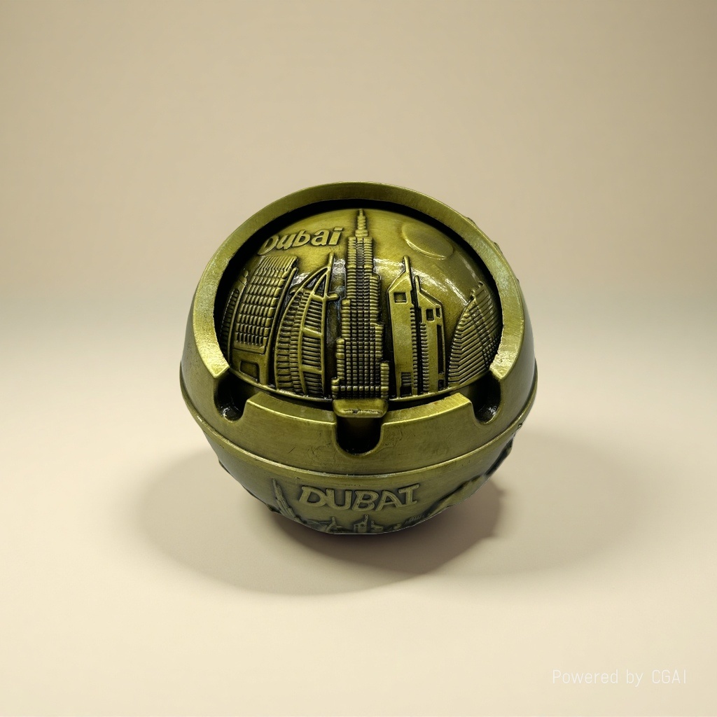 Golden Dubai cityscape souvenir, brass wave craft, red copper available details Picture