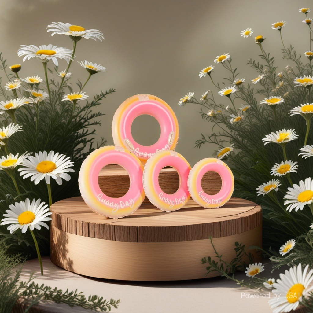 Los niños rosados de la sandía de yuanyang nadan el anillo inflable de la natación del producto para 3-8 años de edad Specification image