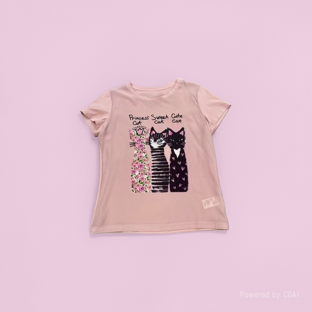 Mardi's pink cat pattern top is a summer fashion bestseller for girls details Picture
